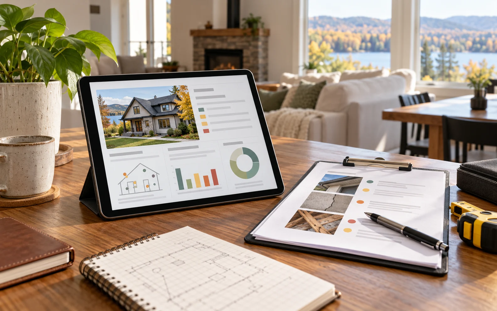 Rapport d’évaluation résidentielle consulté sur une tablette